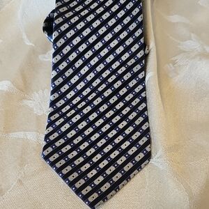 Stefano Ricci Navy/ Blue and Gold Patterned Tie, Saks 5th Ave, Silk, Handmade